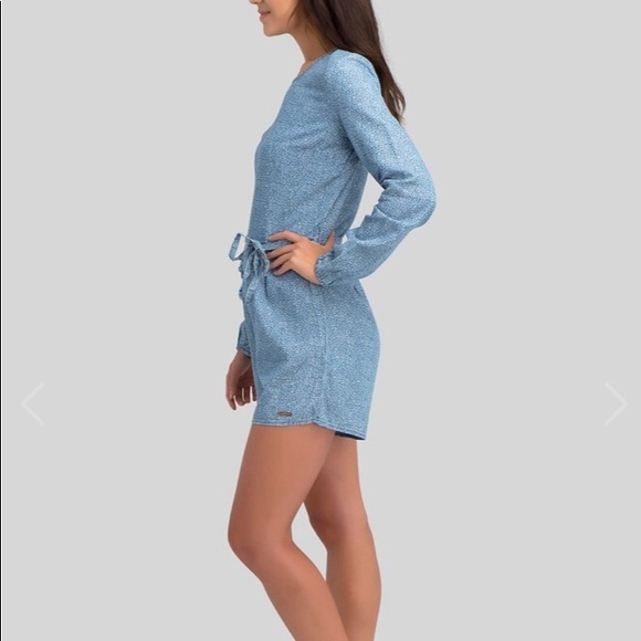 Polo Chambray Long Sleeve Floral Romper M/L - Picture 2 of 7